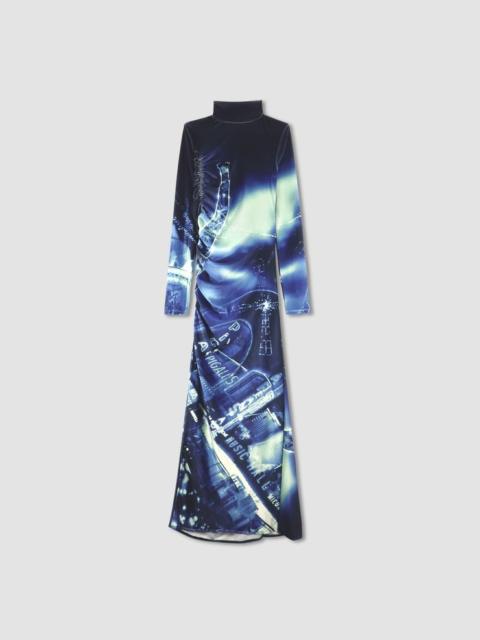 Jean Paul Gaultier Pigalle print long dress in curled velvet