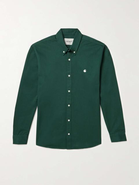 Carhartt Madison Button-Down Collar Logo-Embroidered Cotton-Twill Shirt