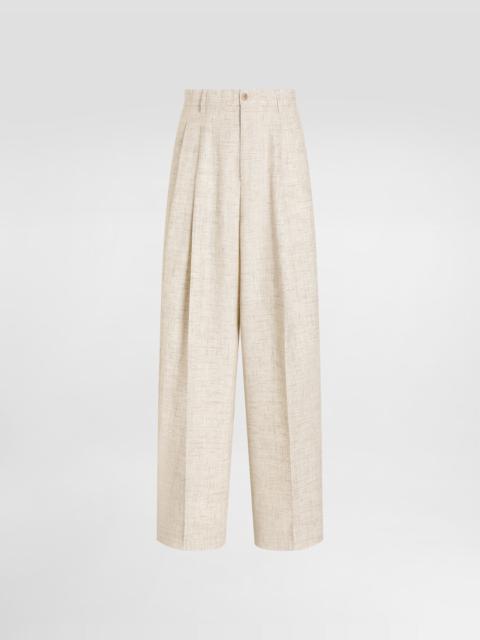 Dolce & Gabbana Tweed-effect linen and viscose trousers