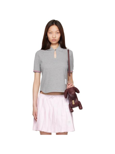 Thom Browne Gray Pique Keyhole Polo
