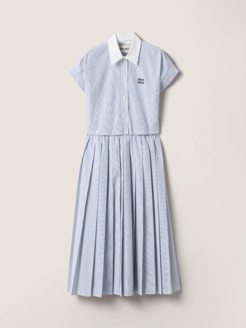 Miu Miu Pleated striped poplin midi-dress