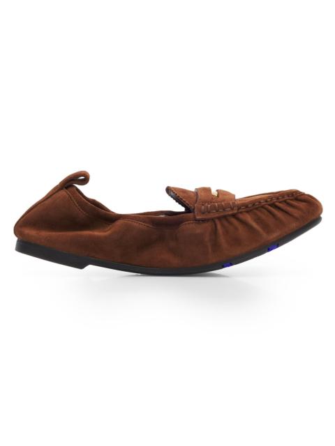 Burberry Women's Fawn Suede Loafer Flats - Hazel Brown