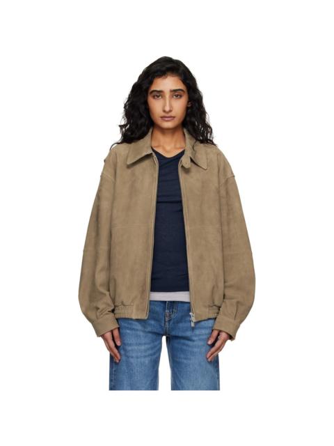 Tonywack Tan Goat Suede Relaxed Bomber Jacket