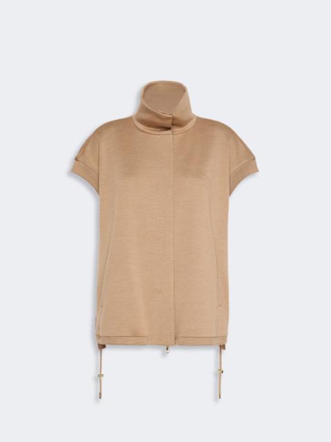 Max Mara COLLANA Oversized sleeveless wool jersey jacket - CAMEL