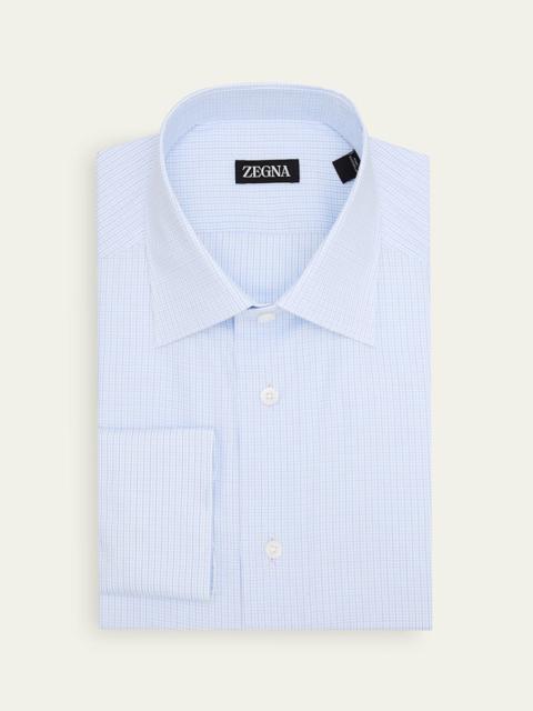 ZEGNA Men's Pure Cotton Grid Check Dress Shirt