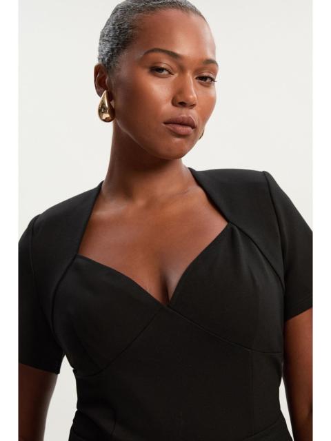 KAREN MILLEN Plus Size Ponte Short Sleeve Sweetheart Neckline Bodysuit