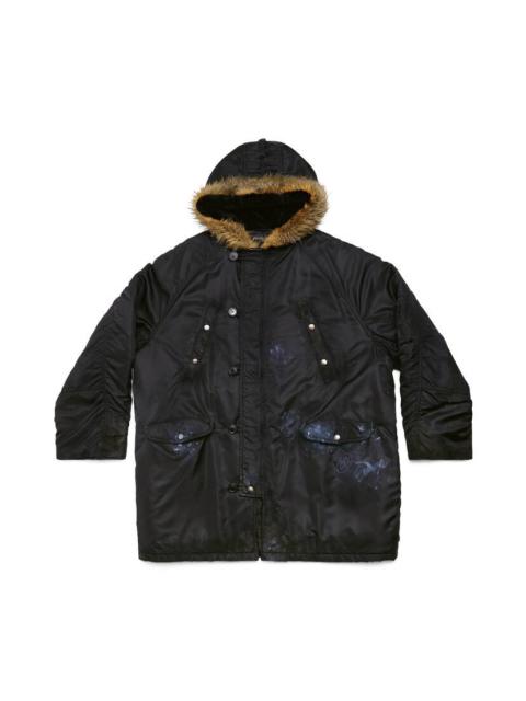 Men's Balenciaga Military Parka in Black