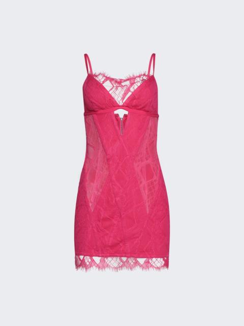 Oblique Lace Corset Dress Candy Pink