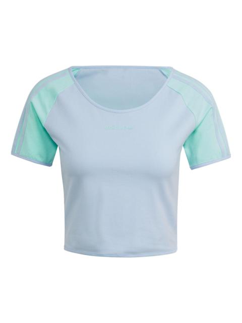 (WMNS) adidas originals Island Club Short T-Shirt 'Blue Dawn Easy Green' IT8154