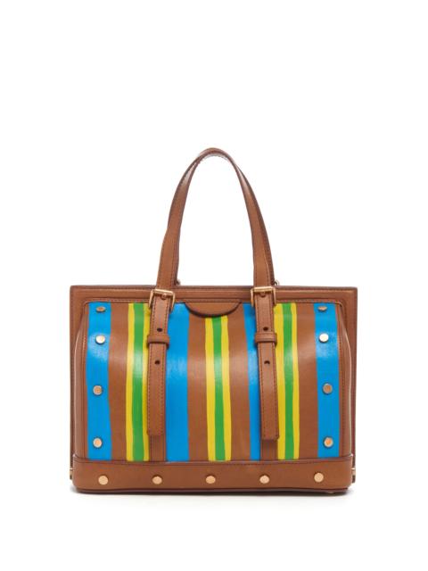 GABRIELA HEARST Hand Painted Dottor G Bag in Cognac, Blue & Yellow Leather