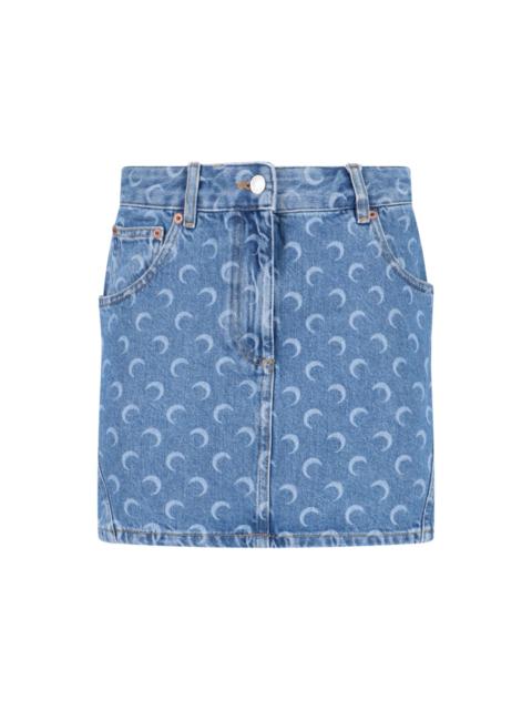 Marine Serre 'moon' Denim Mini Skirt