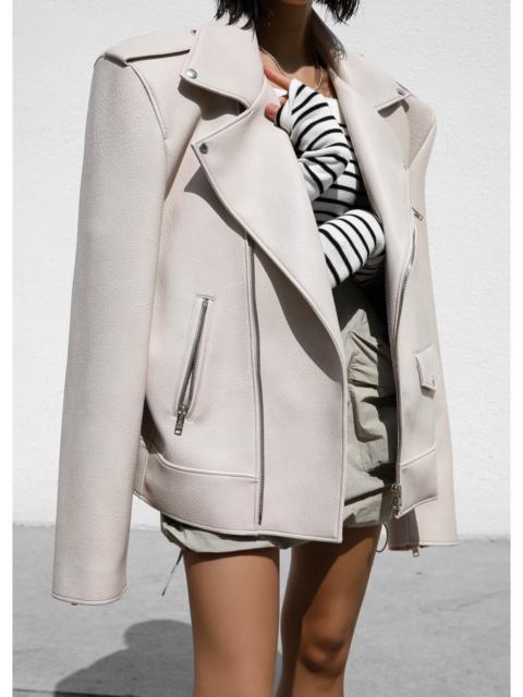 The Frankie Shop Chicago Oversized Biker Jacket - Cream