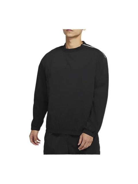 Nike Men's Nike Solid Color Logo Stripe Cotton Round Neck Side Pullover Long Sleeves Black DD7017-010