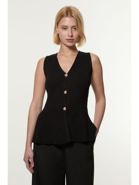 KAREN MILLEN Ribbed Cotton Knitted Waistcoat