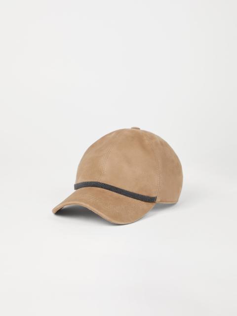 Brunello Cucinelli Suede baseball cap with shiny trim