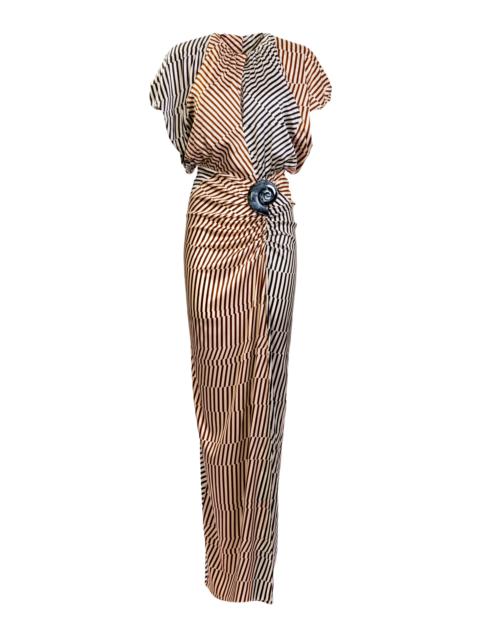 SILVIA TCHERASSI Kala Silk Slit Dress stripe