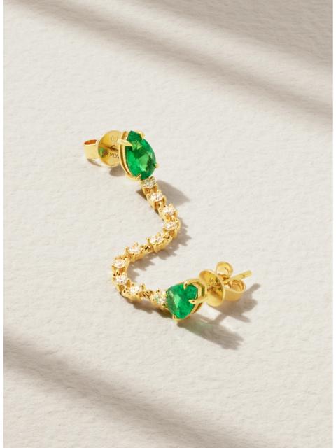 ANITA KO Loop 18-karat Gold, Emerald And Diamond Single Earring