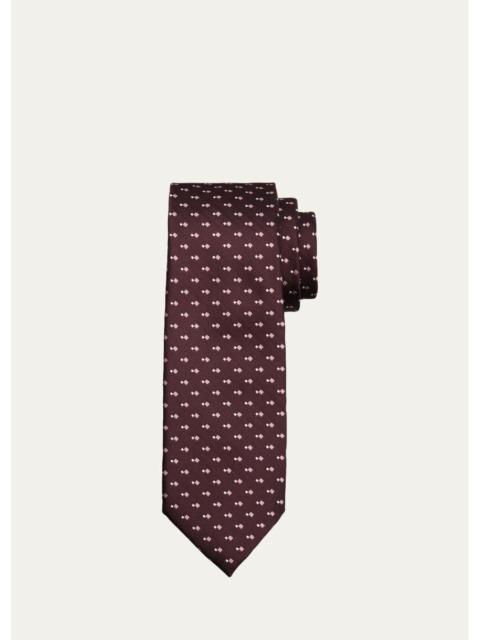 ZEGNA Men's Micro-Geometric Silk Tie