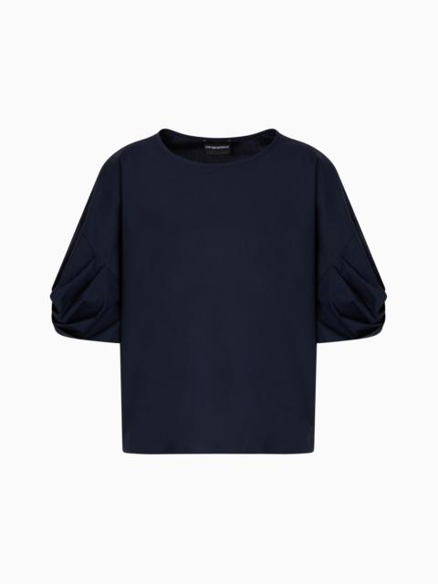 EMPORIO ARMANI POPLIN BLOUSE WITH TWISTED SLEEVES