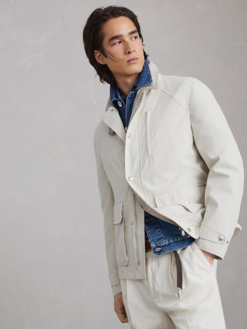 Brunello Cucinelli Techno cotton gabardine field jacket with corduroy inserts
