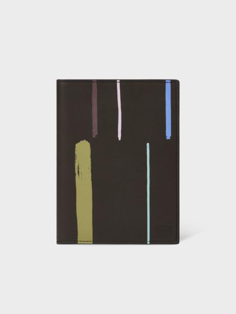 Paul Smith Brown 'Painted Stripe' Leather Passport Cover