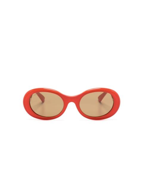 lens-decal oval-frame sunglasses