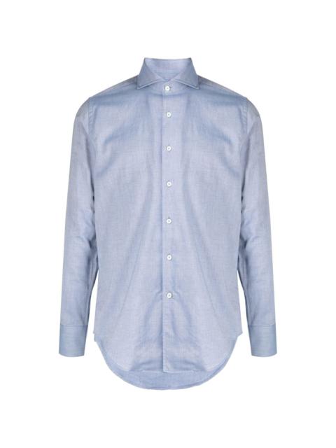 cutaway-collar cotton shirt