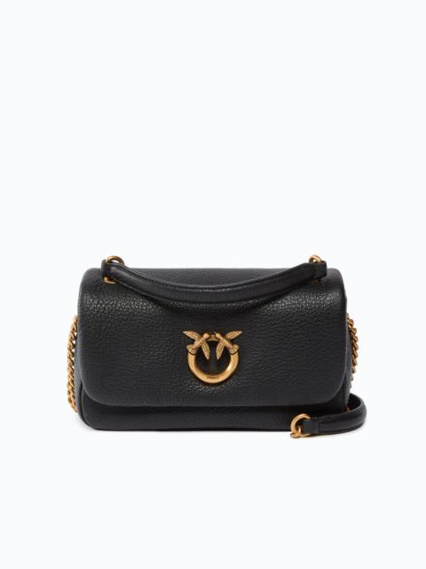 PINKO MINI LOVE BAG CLICK SOFT HORIZONTAL CROSSBODY BAG IN FULL-GRAIN LEATHER