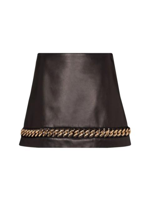 chain-detail lambskin miniskirt