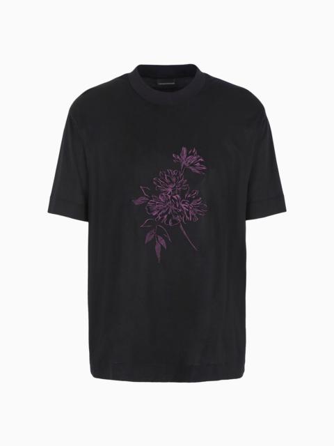 ASV Lyocell-blend jersey T-shirt with floral embroidery