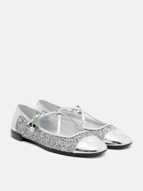 JIMMY CHOO Eleri glitter leather ballet flats