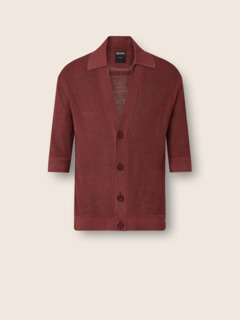 DARK BURGUNDY OASI LINO POLO SHIRT