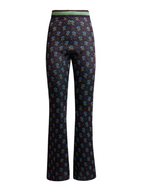 Etro Printed Knit Flared Pants blue