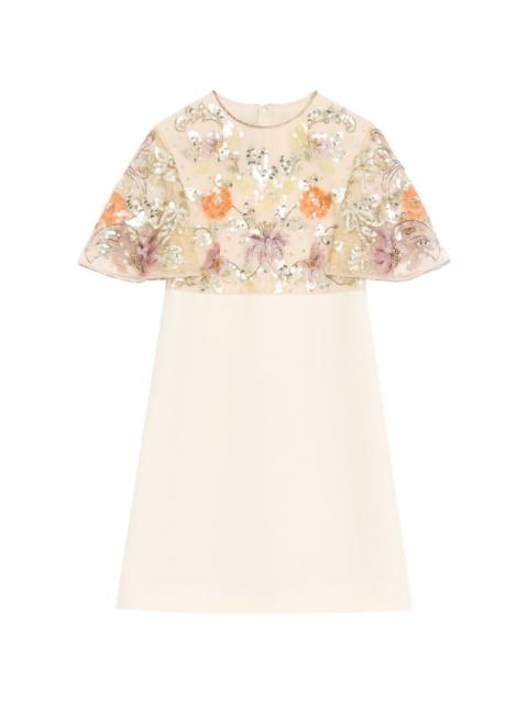 Valentino embroidered crepe couture short dress