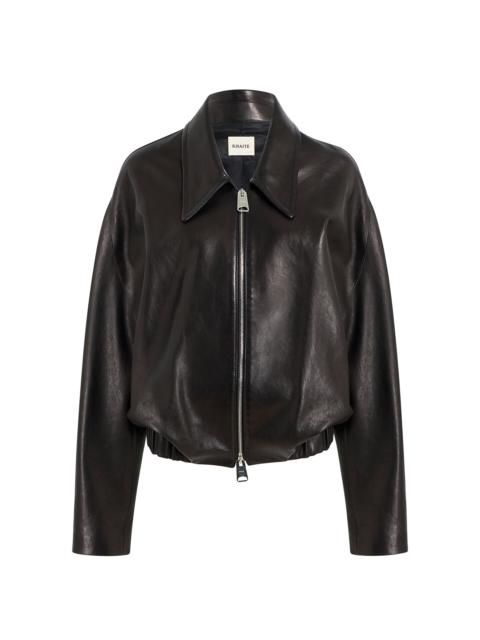 KHAITE Odin Zip-Front Leather Jacket black