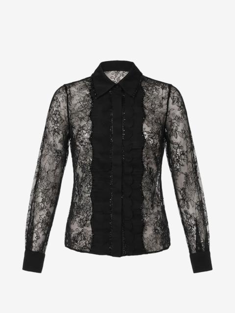 Valentino sequin-embellished lace shirt