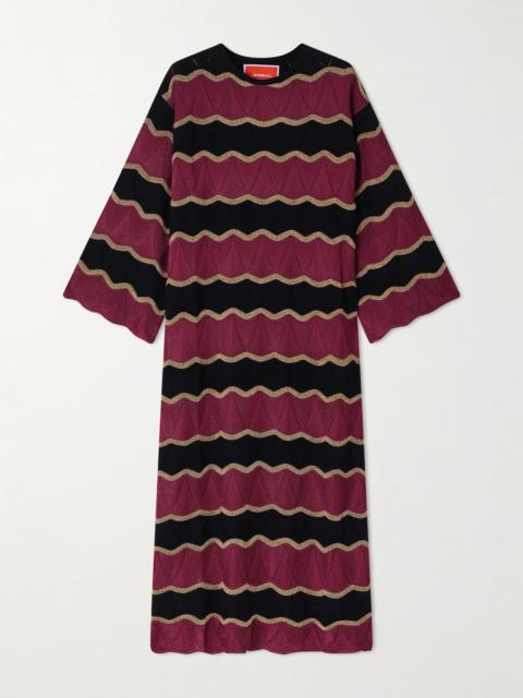 La DoubleJ Striped Cotton-blend Midi Dress