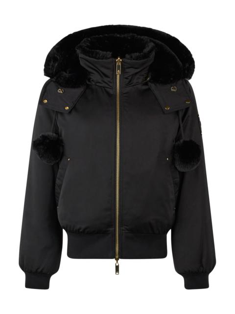 MOOSE KNUCKLES Women's Debbie Bunny Satin Bomber Jacket - Black