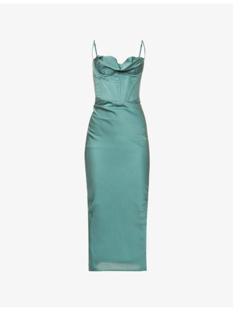 House of CB Charmaine corset satin maxi dress