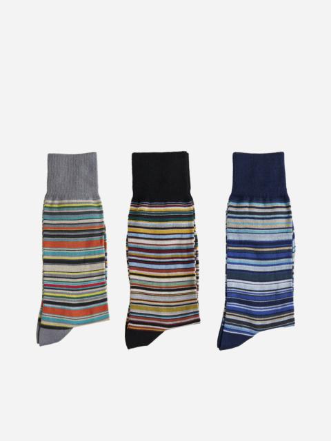 Paul Smith Set of 3 striped cotton blend socks