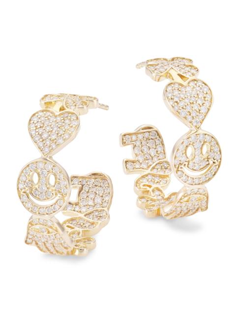 SYDNEY EVAN Women's 14K Yellow Gold & Diamond Medium Icon Hoops - Yellow Gold