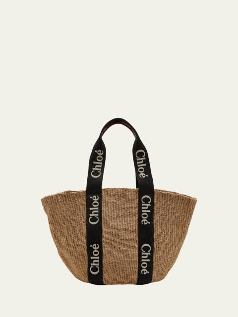 Chloé Woody Large Mifuko Basket Bag with Logo Webbing
