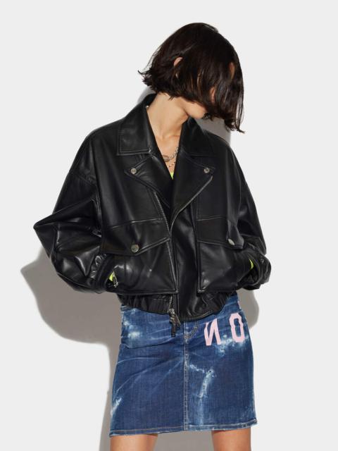 DSQUARED2 LEATHER CROPPED BIKER JACKET