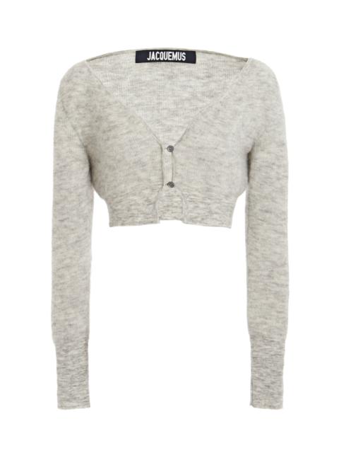 JACQUEMUS Alzou Cropped Mohair-Blend Cardigan grey