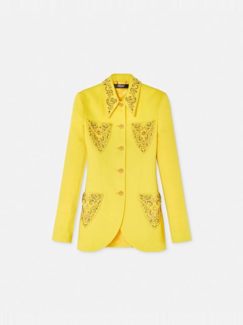 VERSACE Studded Wool Fitted Single-Breasted Blazer
