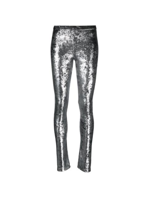 metallic-effect high-waist leggings