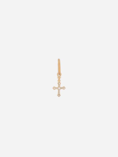 Dolce & Gabbana single cross earring with “DNA” rhinestones