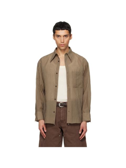 Tonywack Khaki Lyocell Oversized Stripe Shirt