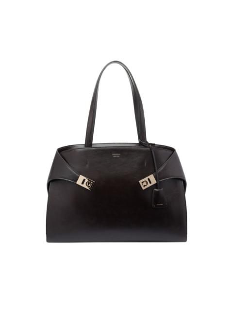 FERRAGAMO Hug clasp-detail leather tote bag