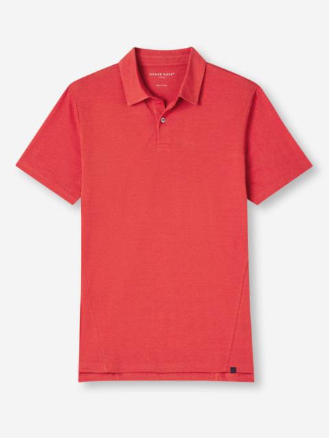 Derek Rose Men's Polo Shirt Ramsay Pique Cotton Tencel Red